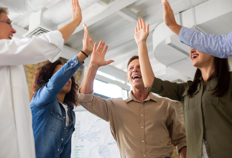 Successful team celebrating